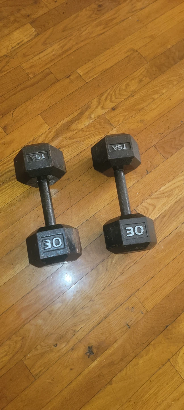 Set of 2 TSA 30lb Hex Dumbbells