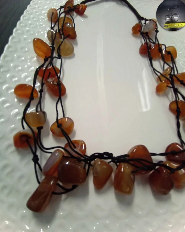 Brown and Orange Gemstone Beaded Necklace