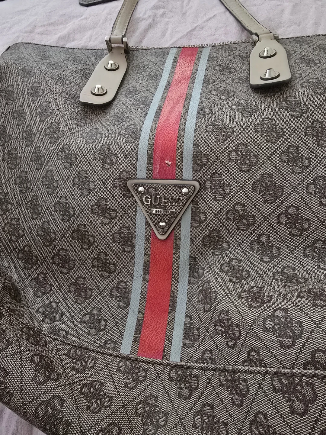 Guess Tote Bag with Striped Detail