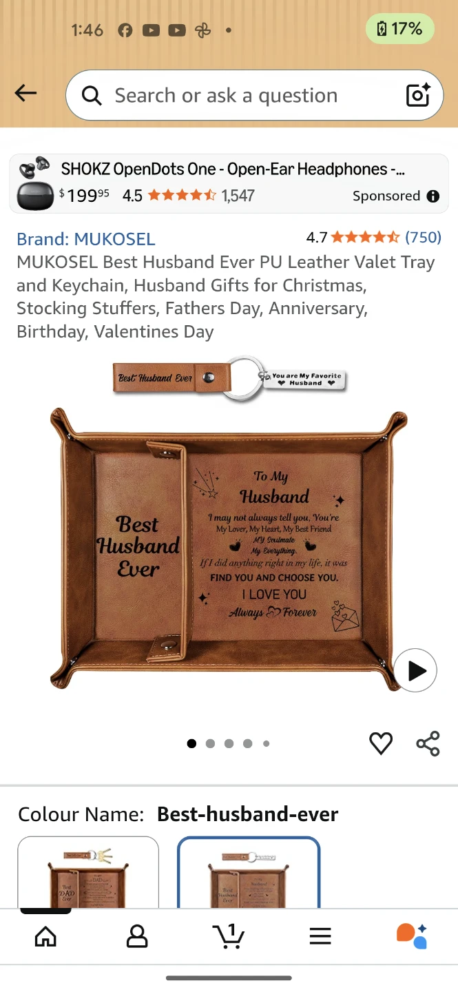 MUKOSEL Best Husband Ever PU Leather Valet Tray and Keychain