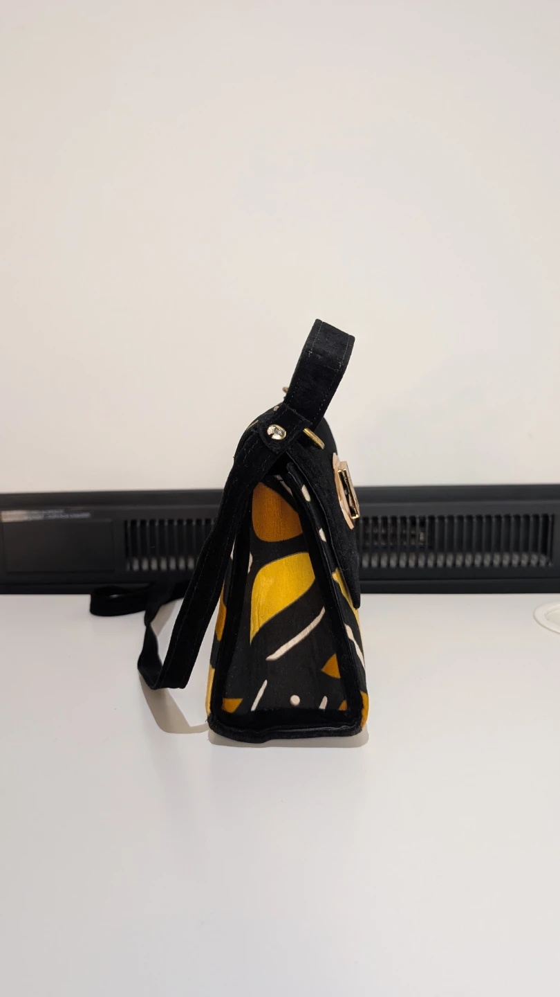 Black and Yellow Geometric Print Handbag - photo 3