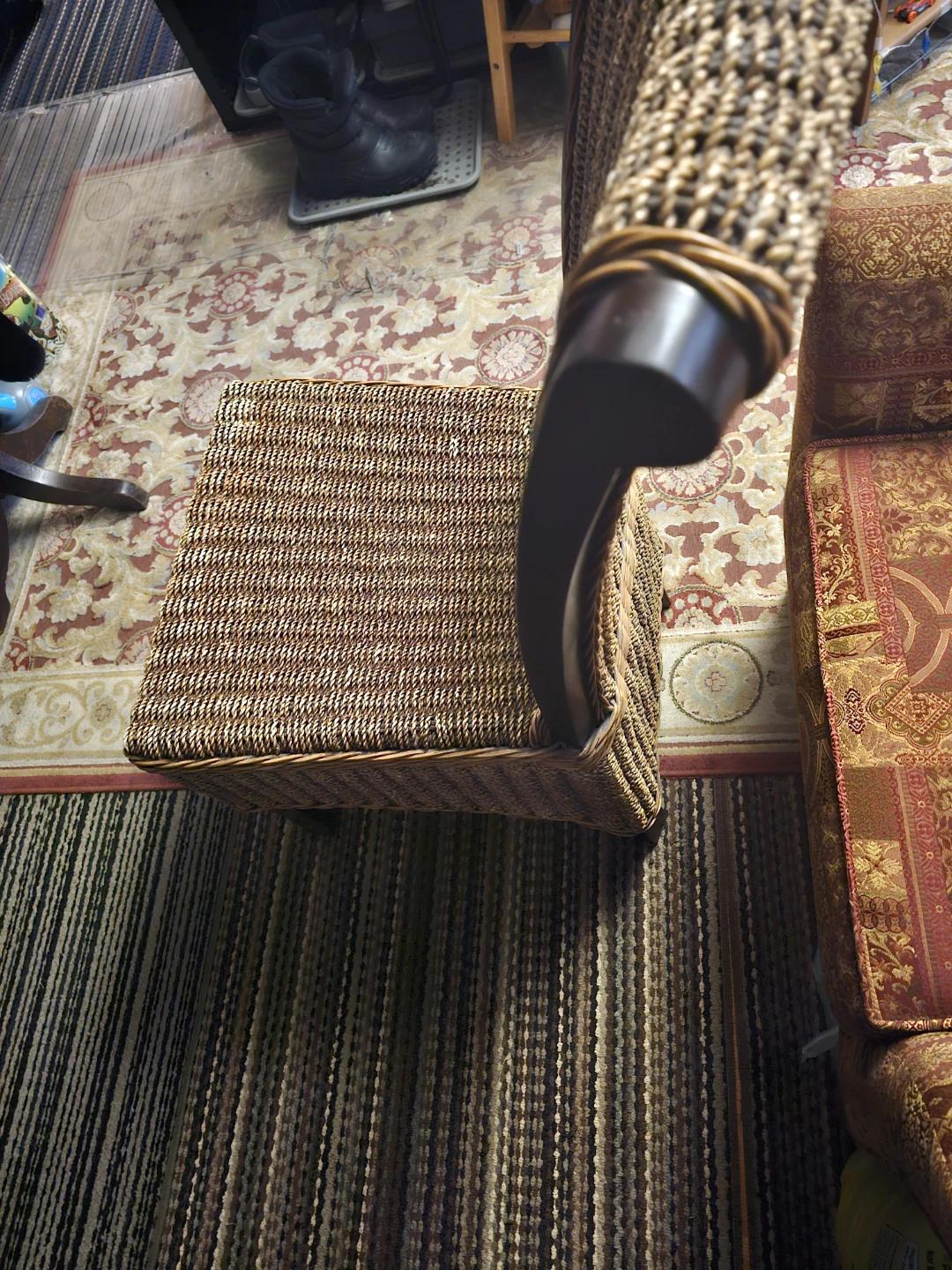 Woven Wicker and Solid Wood Accent Chair - photo 4
