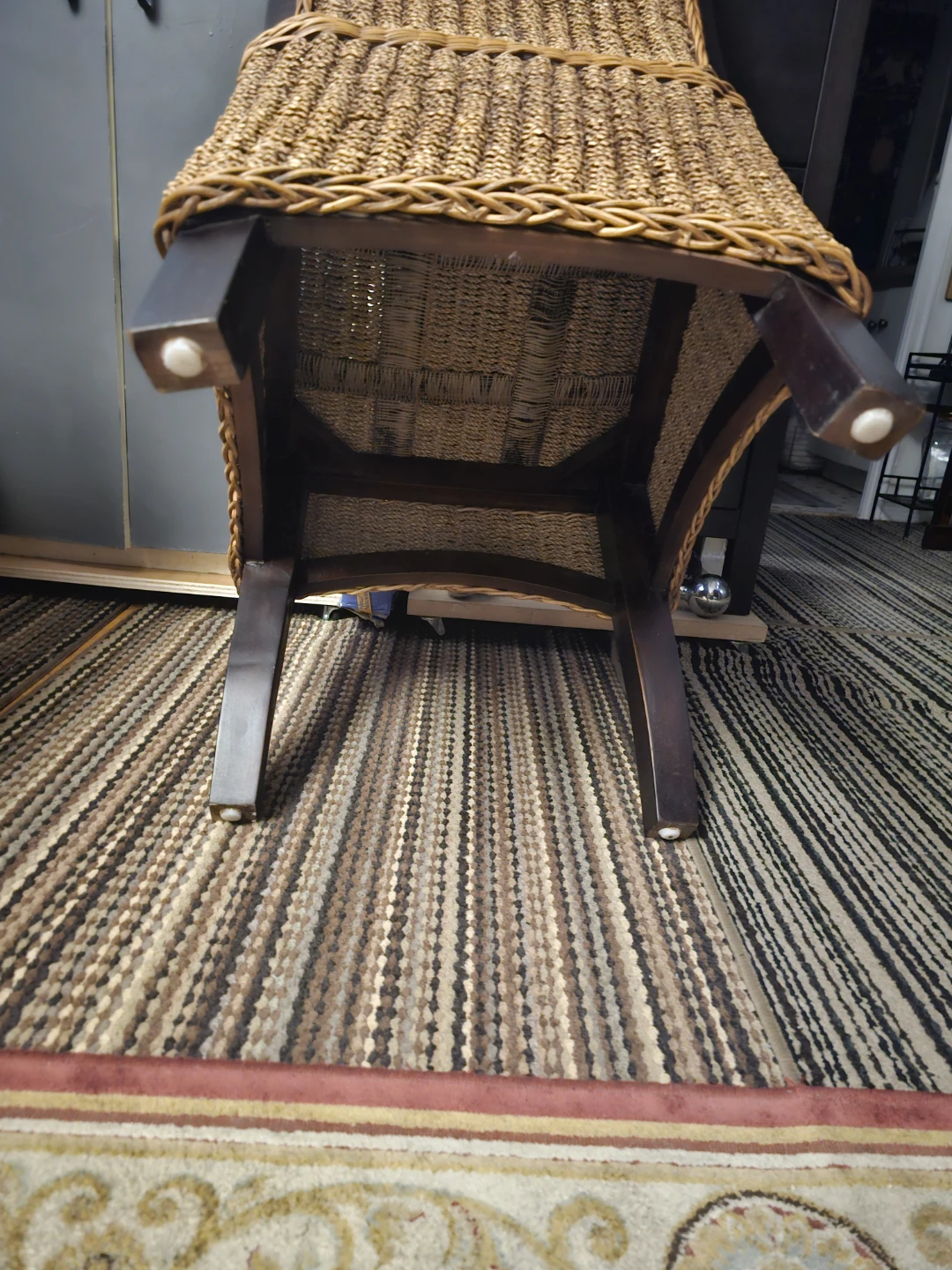 Woven Wicker and Solid Wood Accent Chair - photo 5