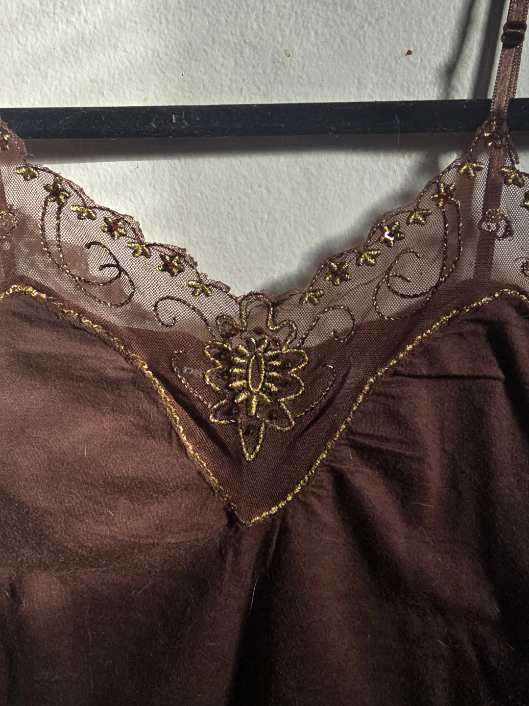 DKNY Jeans Brown Lace Trim Camisole Top