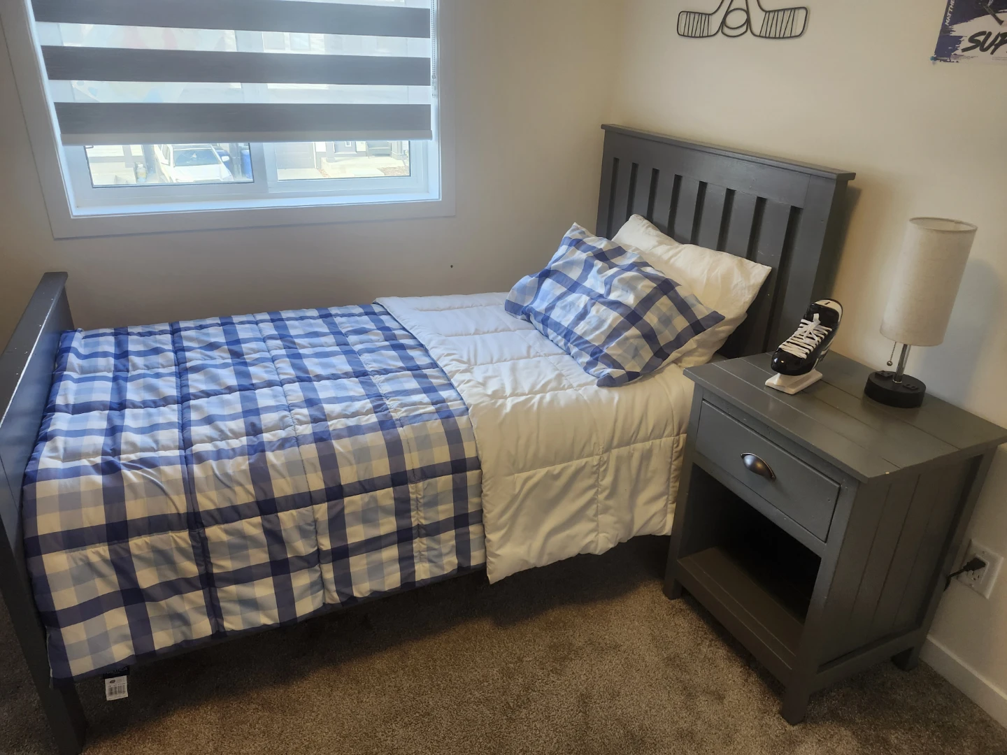Grey Wooden Bed Frame - Twin Size
