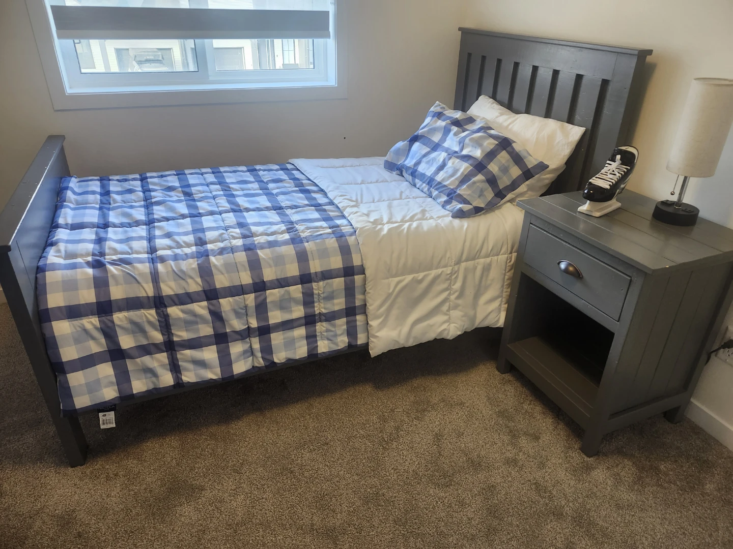 Grey Wooden Bed Frame - Twin Size - photo 2
