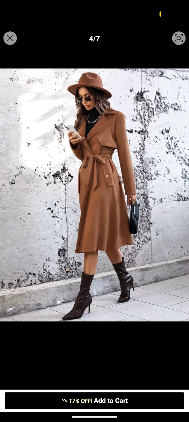 Women's Brown Belted Trench Coat size M - photo 3