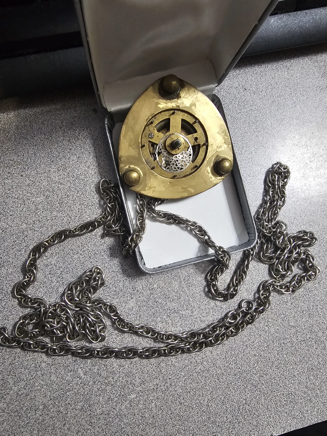 Vintage Brass Gear Instrument with Chain and Case - photo 2