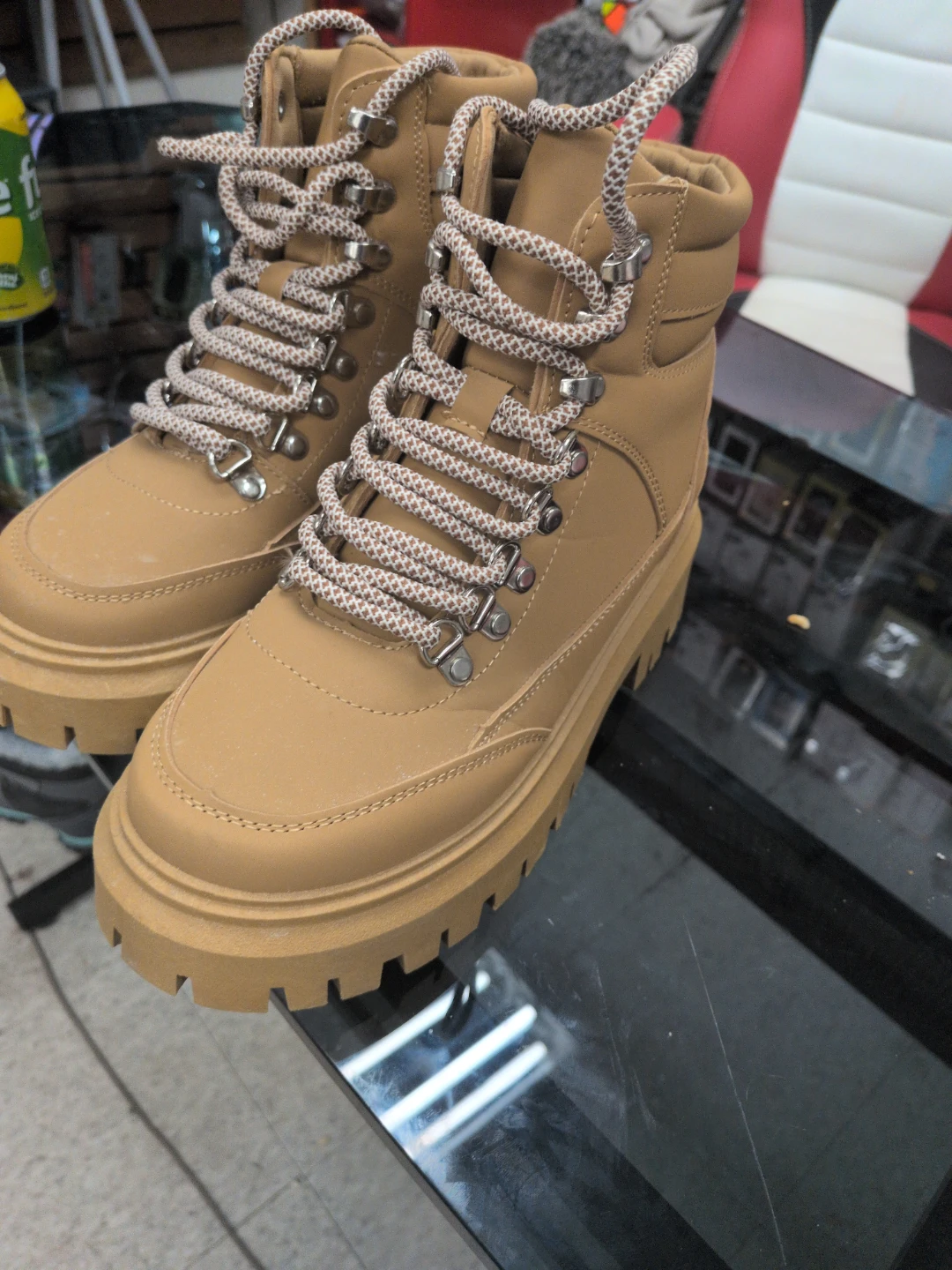 Tan Lace-Up Hiking Boots - photo 2