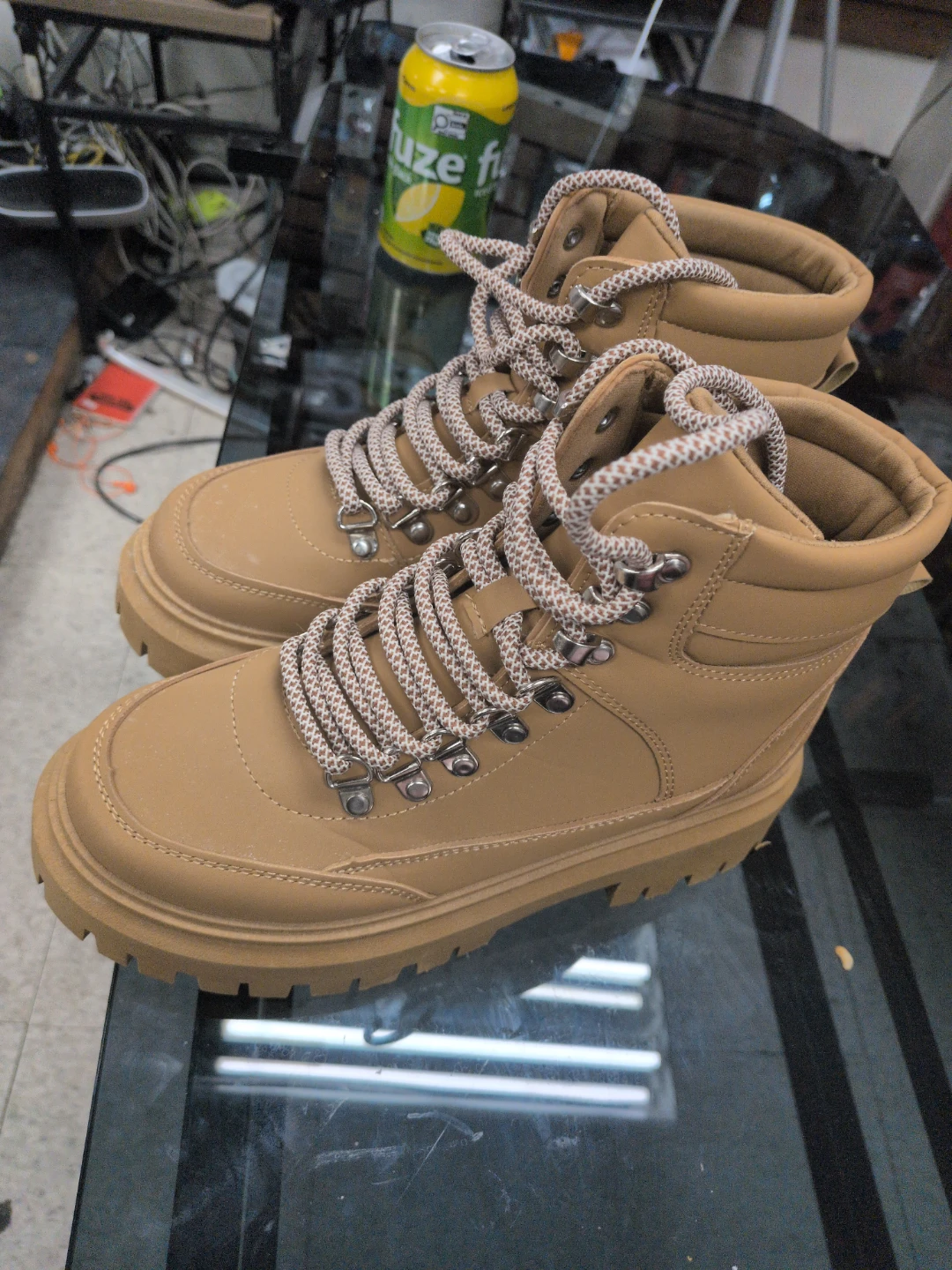 Tan Lace-Up Hiking Boots - photo 4