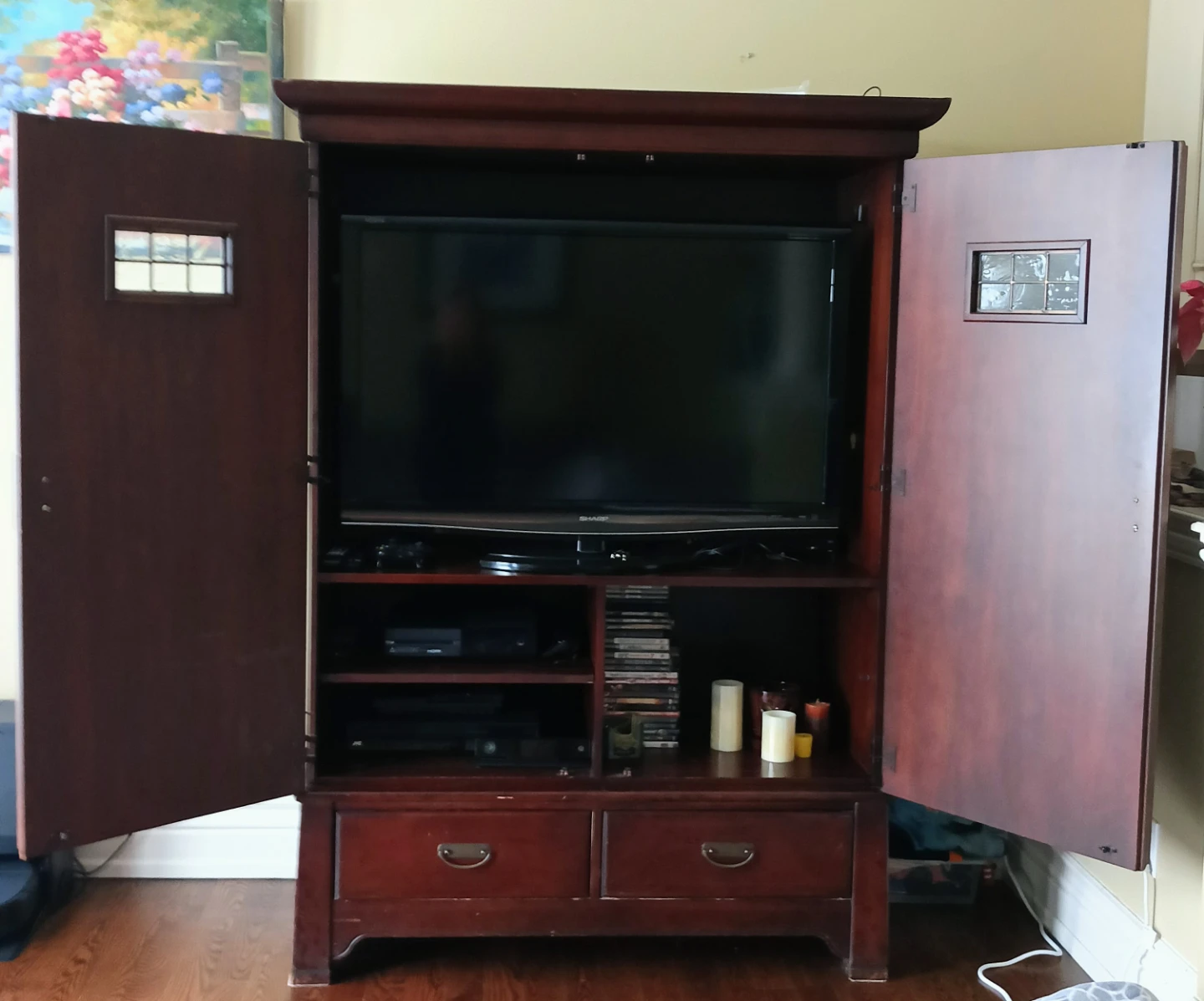 Wooden Entertainment Unit with Storage - photo 2