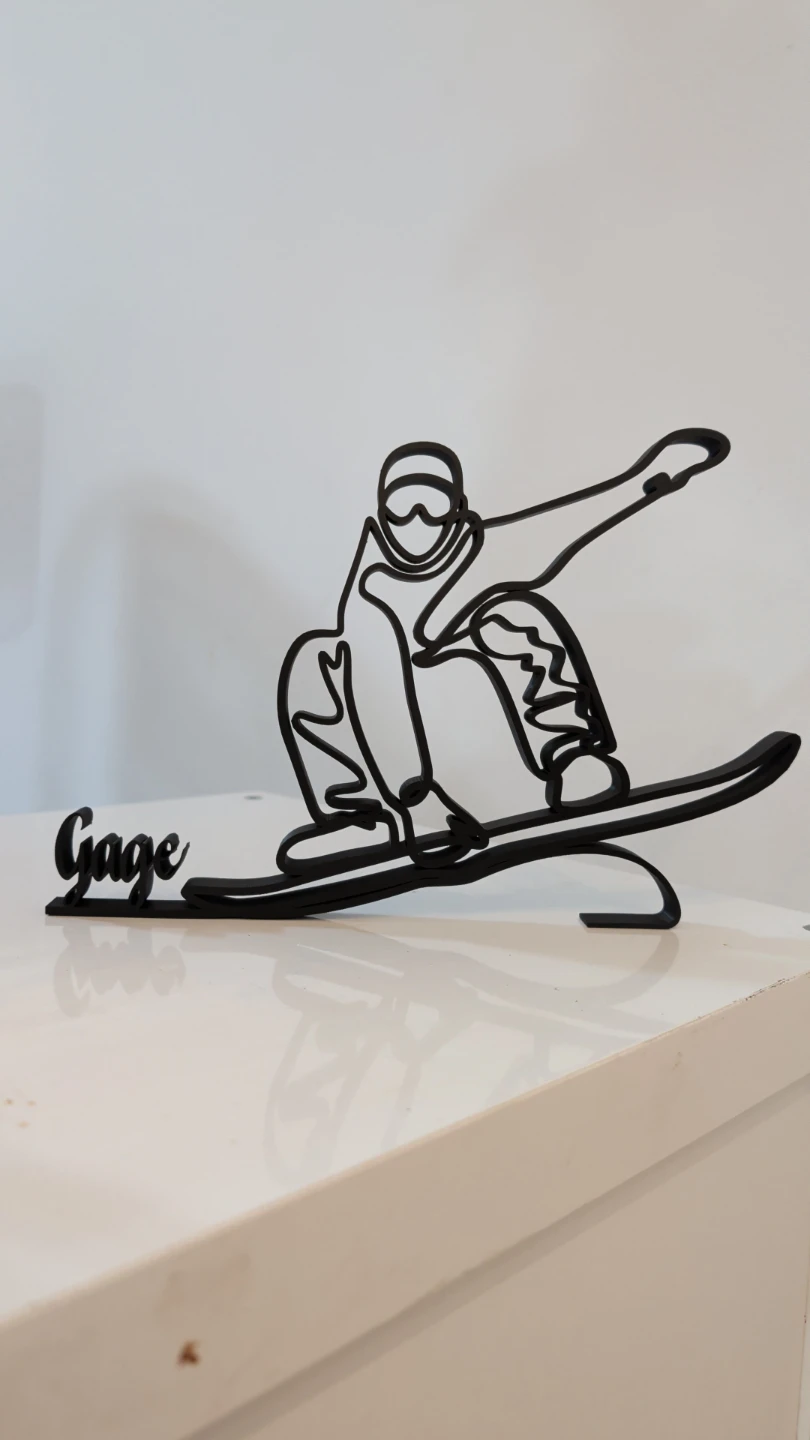 Snowboarder figurine with any customised name.