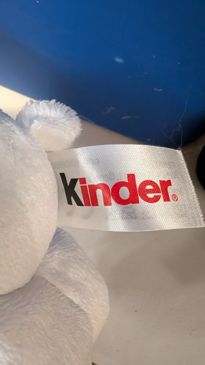 Kinder White Plush Bear Toy with Santa Hat and Scarf - photo 3