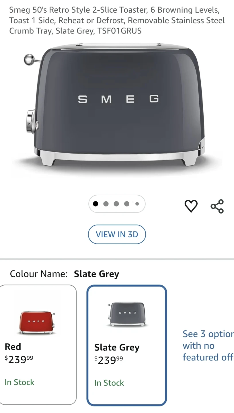 BRAND NEW Sealed Smeg 2-Slot Toaster - Grey - photo 5