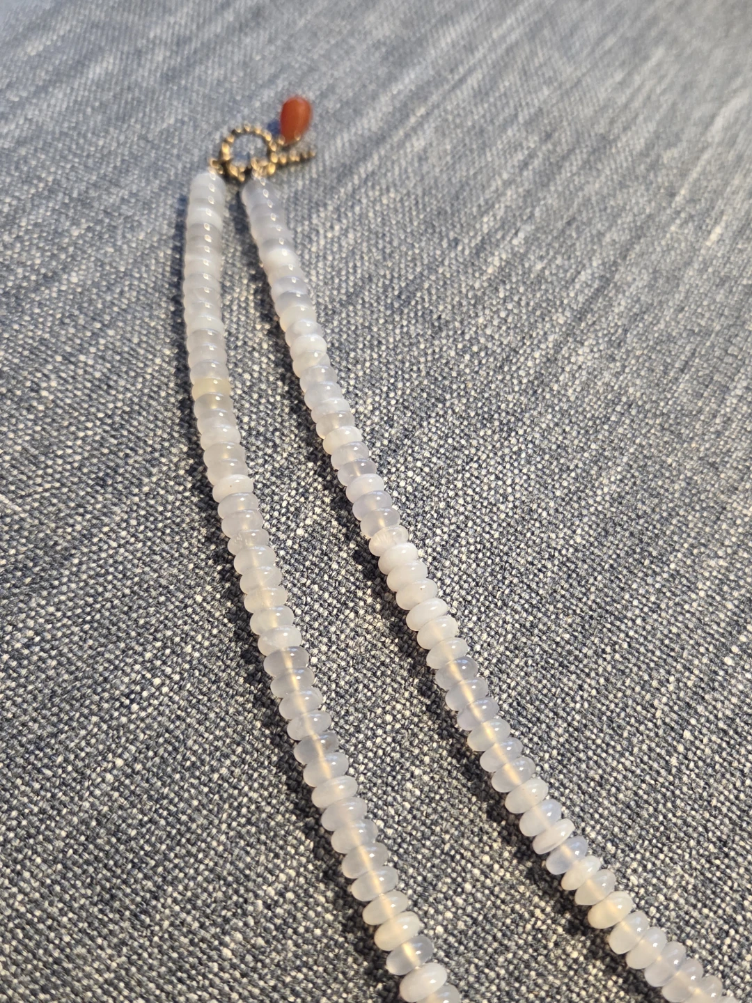 Pale lavender Beaded Necklace with Orange Accent - photo 2