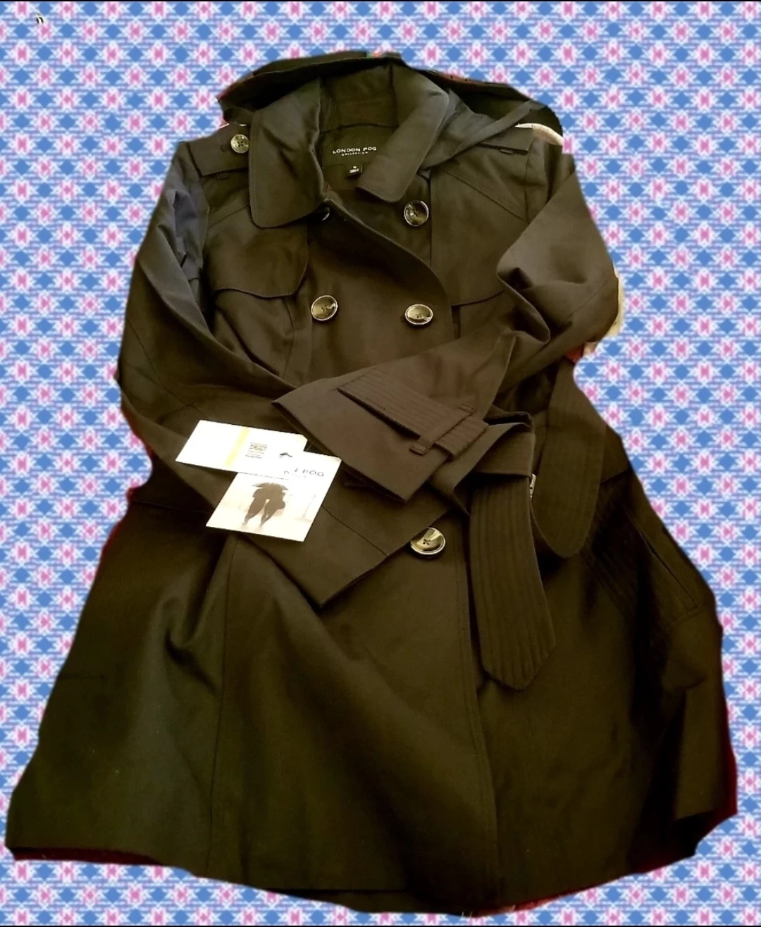 NWT London Fog Collection Women's Black Hooded Trench Coat 🧡 - photo 4