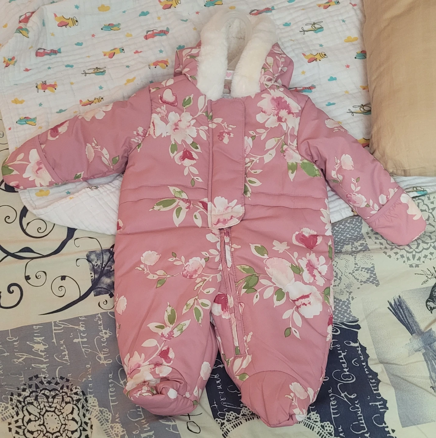 Pink Floral Baby Snowsuit