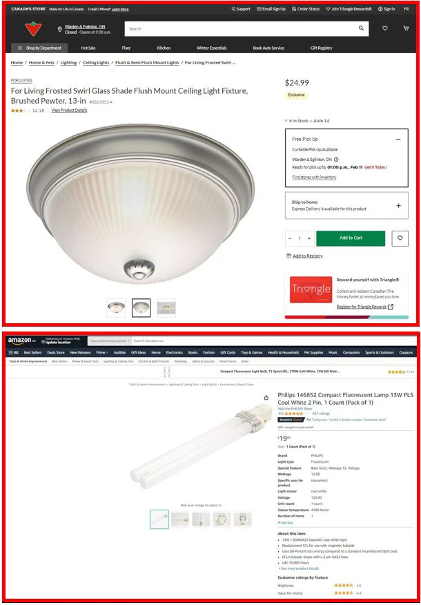 Ceiling Light + Fluorescent Lamp - Brand New in Box!!🏆