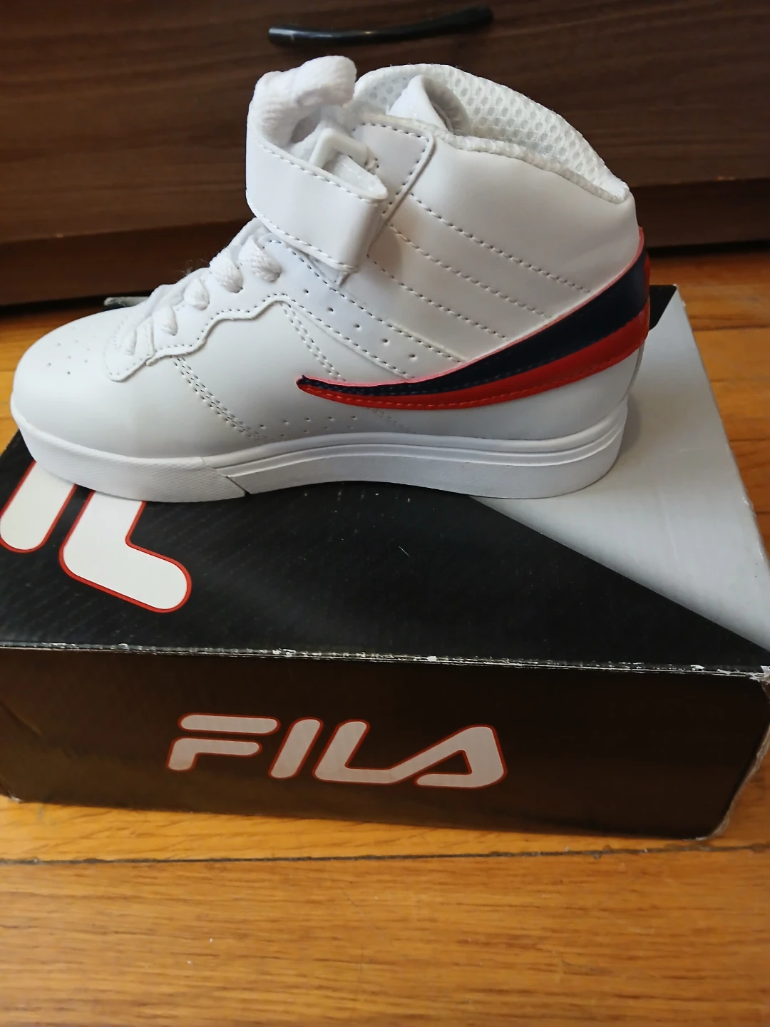 Fila Kids White High-Top Sneakers with Red and Blue Accents - photo 3