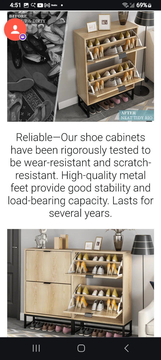 JEJEGORICH Shoe Cabinet with 2 Flip Drawers - Light Wood - photo 4