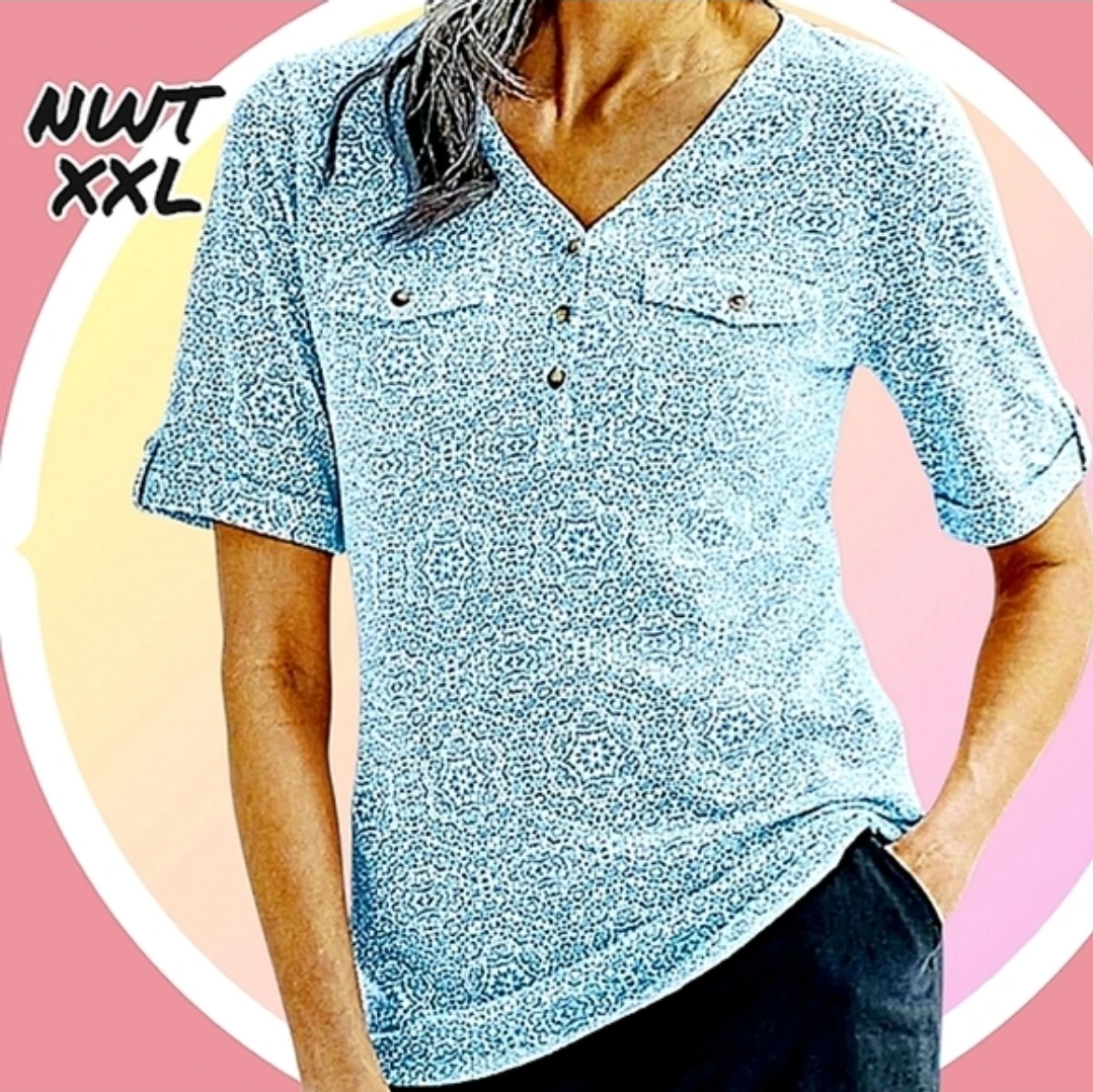 NWT XXL Elbow Sleeve Utility Henley Top 🏆