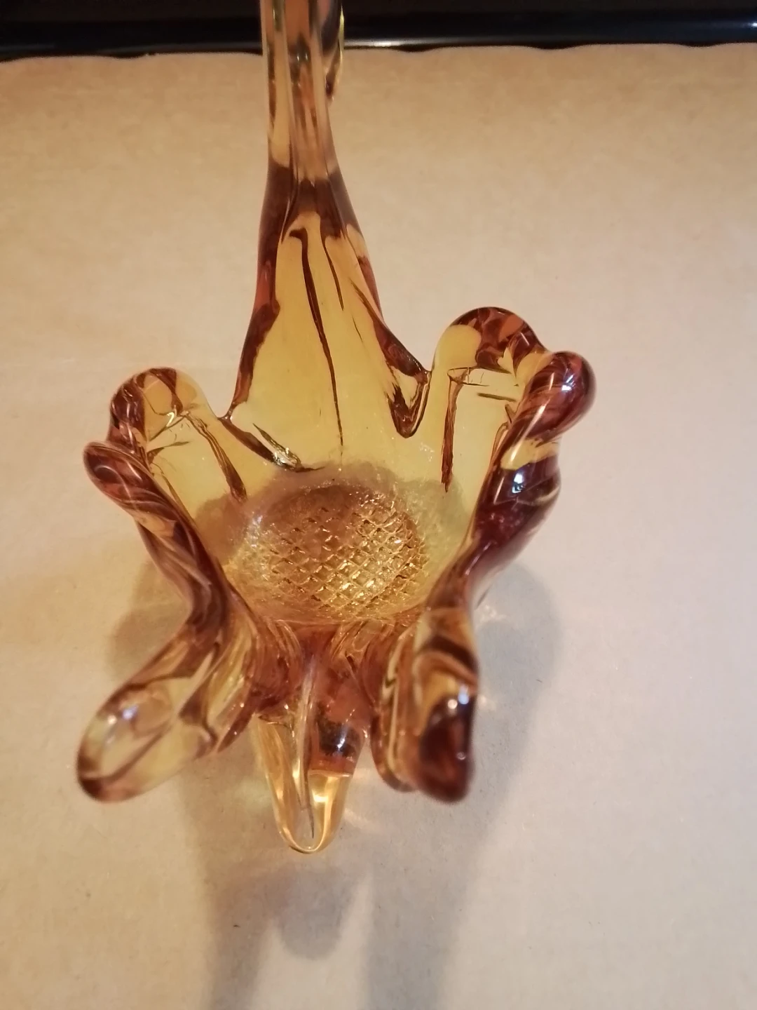 Vintage Hand-Blown Amber Swan Ash Tray - photo 4