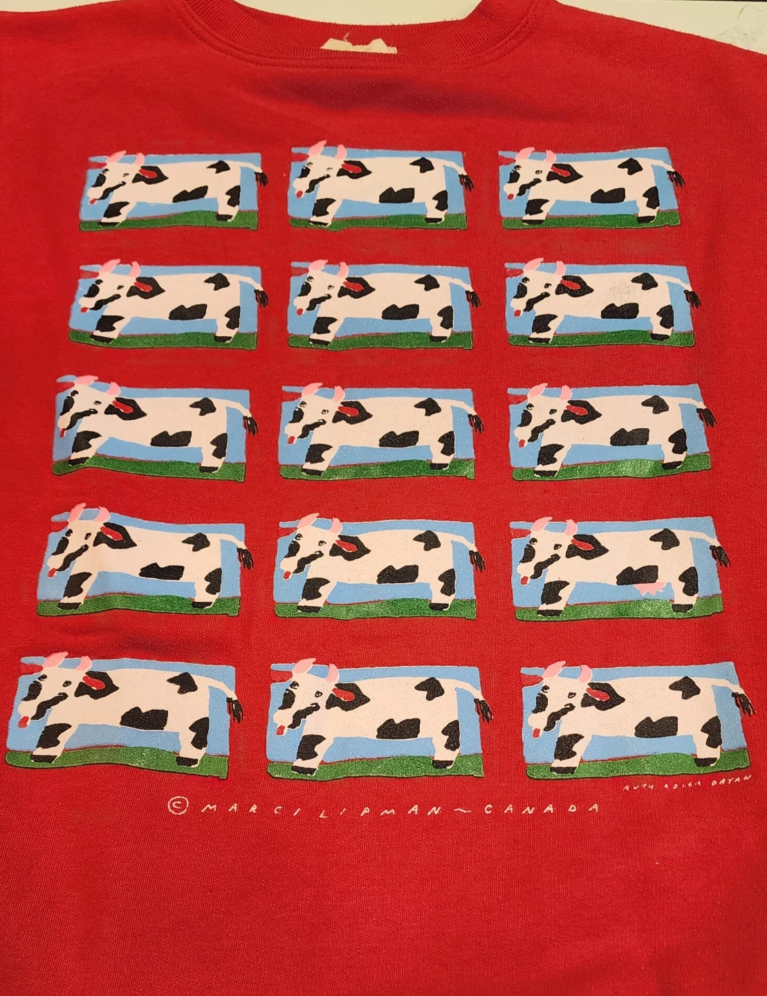 Vintage Marci Lipman Canada Red Cow Print Sweatshirt - photo 2