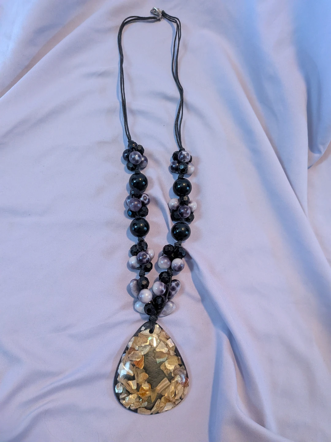 Statement Pendant Necklace with Shell Inlay - photo 3
