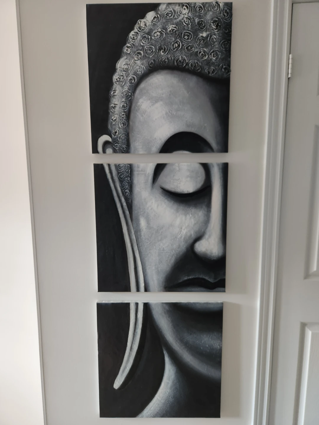 Triptych Buddha Face Canvas Wall Art