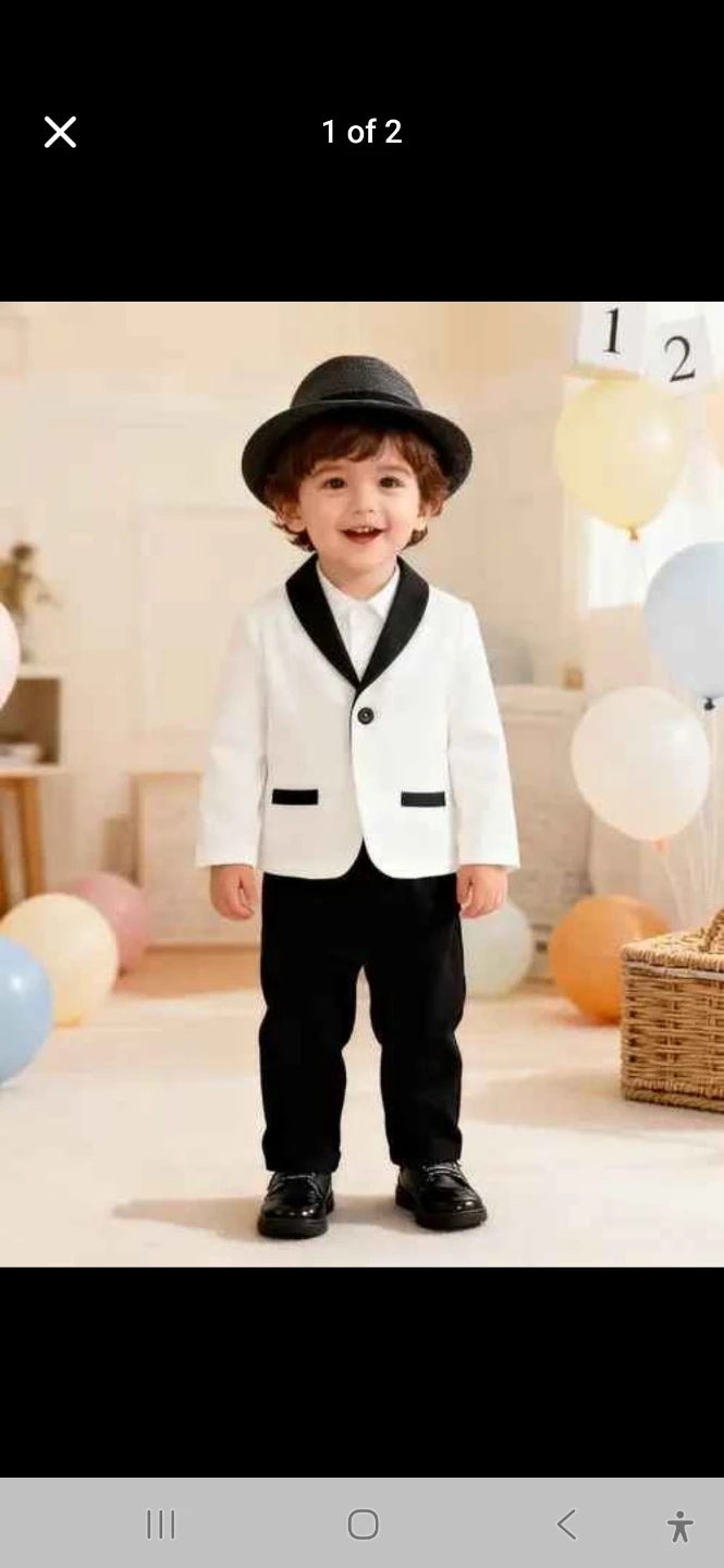 Kids Formal Suit Set - White Blazer and Black Pants