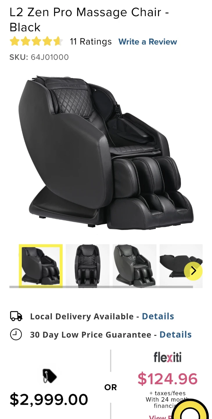 L2 Zen Pro Massage Chair - Black - photo 2