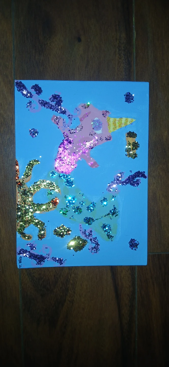 Set of 3 Handmade Glitter Paintings - photo 3