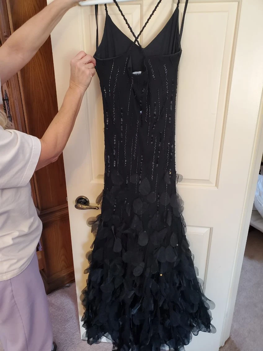 BA Nites Beaded & Sequined Black Dress Size 8