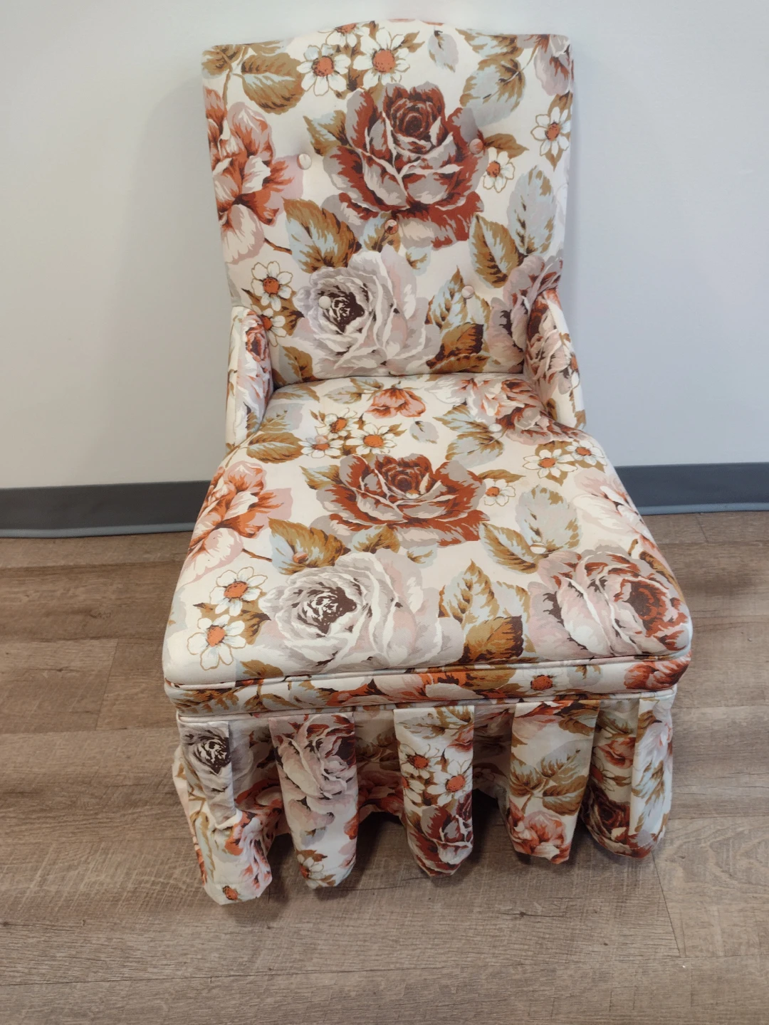 Floral Accent Chair with Ruffled Skirt