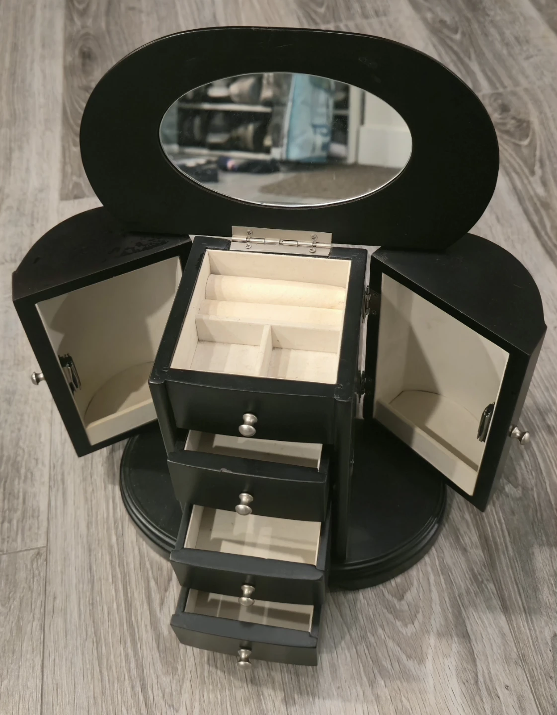 Black Jewelry Box with Mirror and Drawers - photo 4