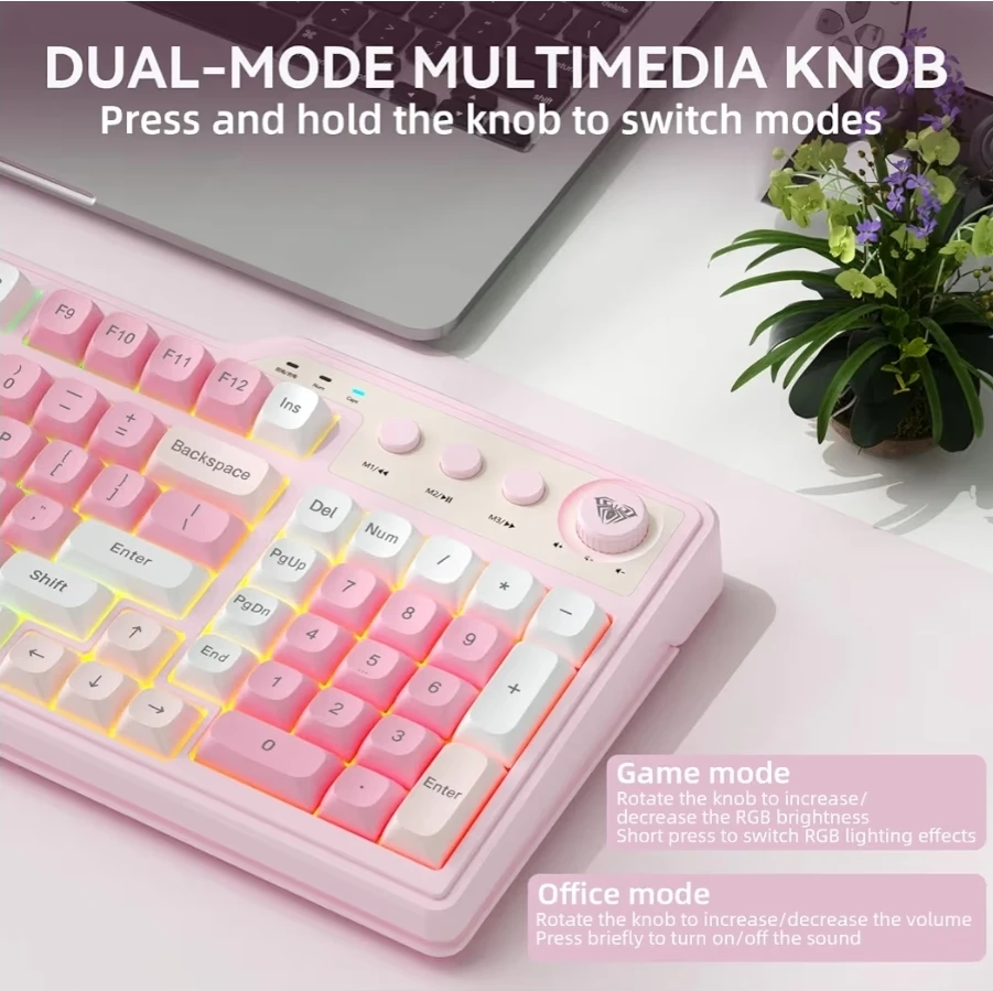 AULA F3099 Pink Mechanical Keyboard 🥕 - photo 4