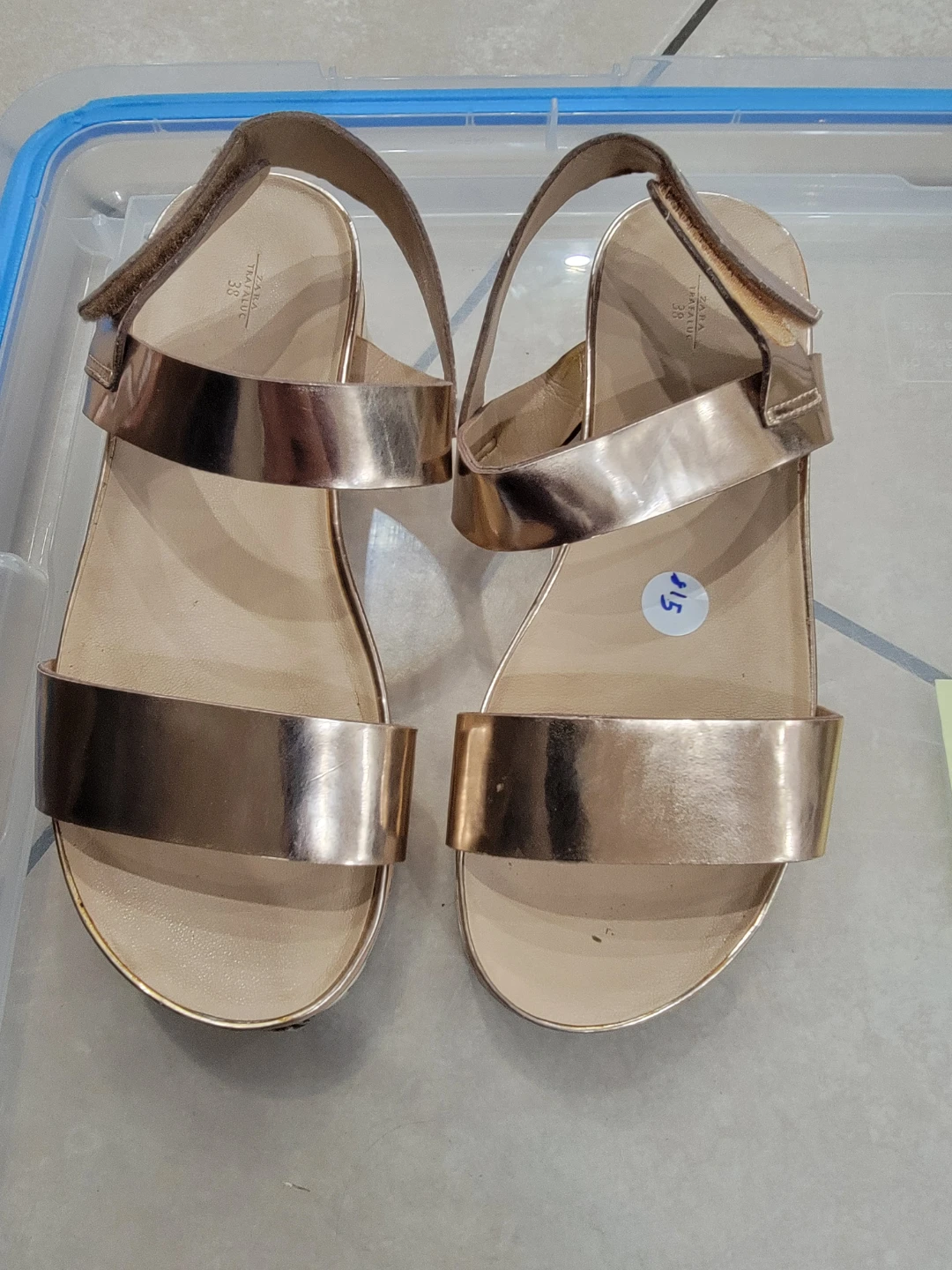 Rose Gold Flat Sandals Size 38