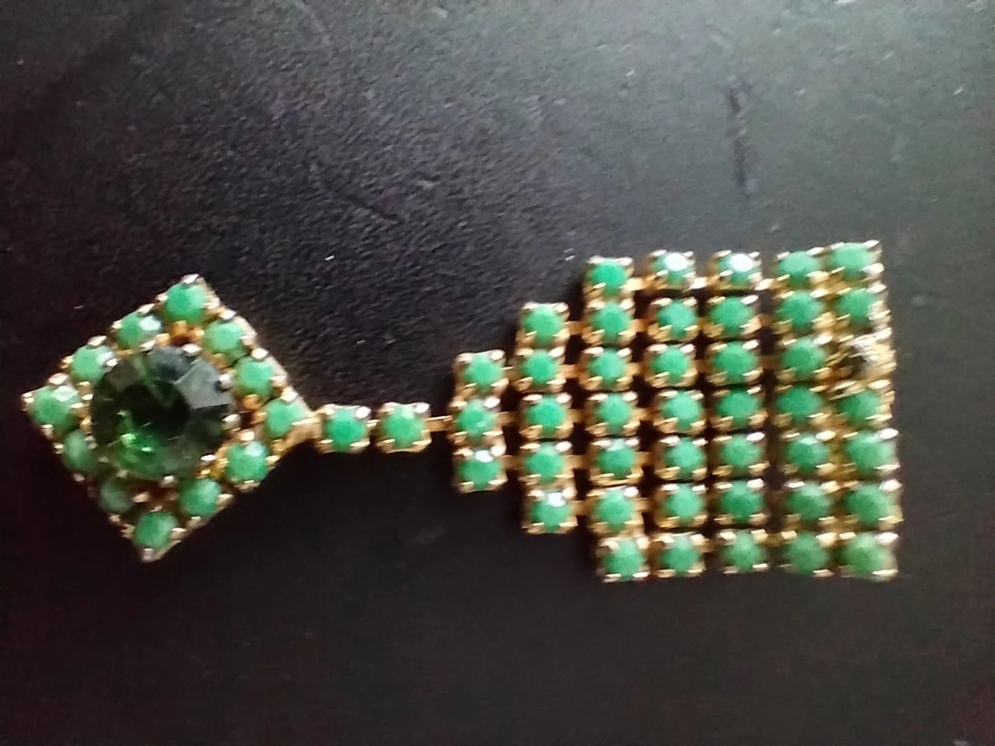 Vintage Green Rhinestone Brooch Pin - photo 3