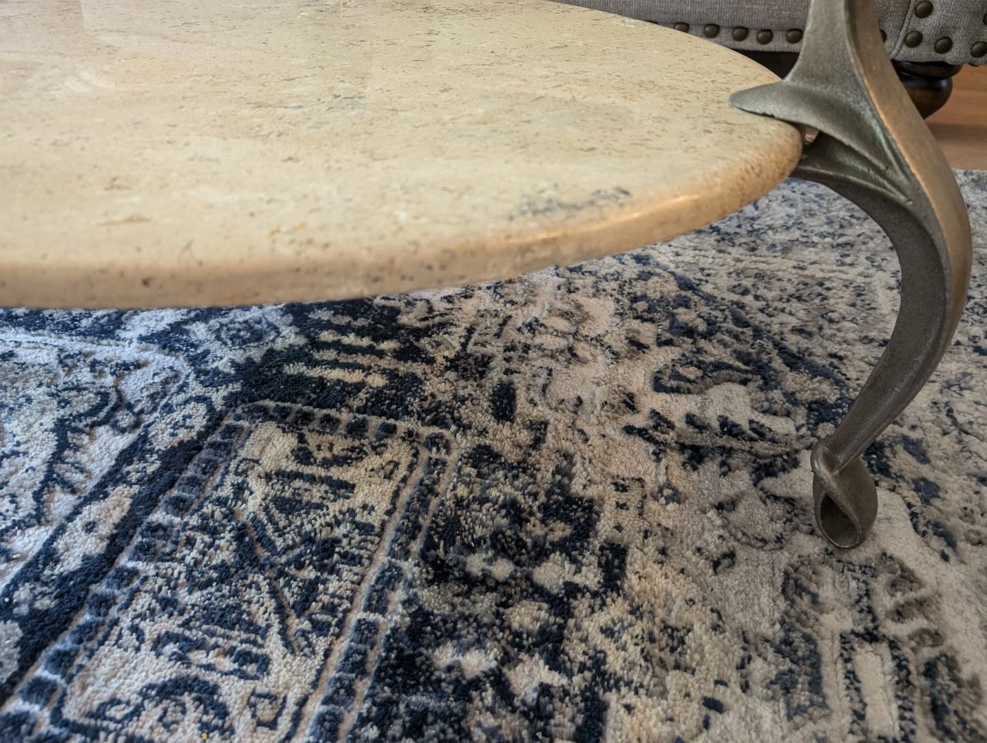 2 Round Glass Top Coffee Table with Marble Insert - photo 5