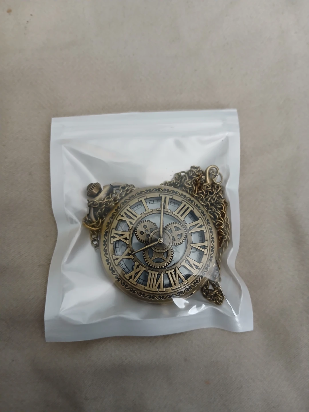 Bronze Coloured Zinc Alloy Vintage Quartz Pocket Watch - photo 2