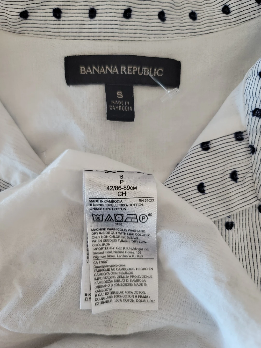 Banana Republic Sleeveless Striped Dot Cotton Shirt Dress Size S - photo 2