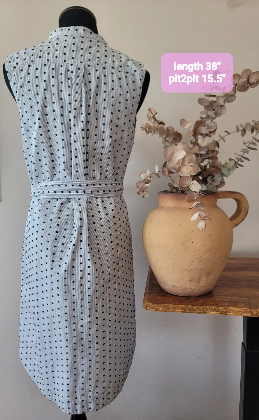 Banana Republic Sleeveless Striped Dot Cotton Shirt Dress Size S - photo 3