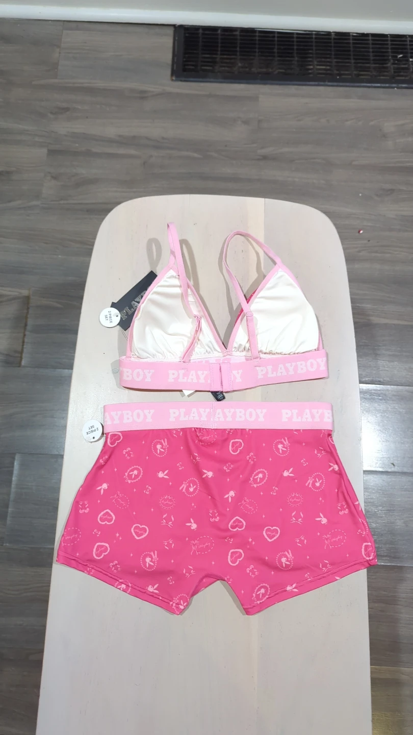 Playboy Pink Pyjama Set Bra and Shorts - photo 2