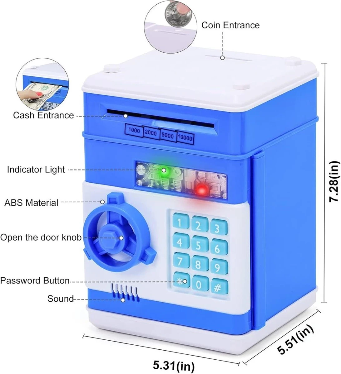 Blue Electronic Piggy Bank with Code Lock - photo 3