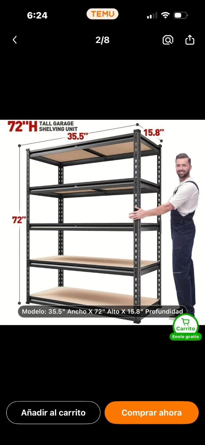Tall Garage Shelving Unit - 72" H x 35.5" W x 15.8" D