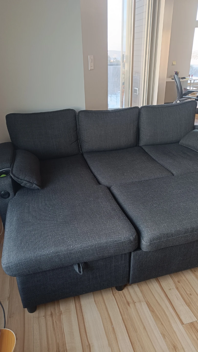 Dark Grey Fabric Recliner Armrest with Cup Holder - photo 2