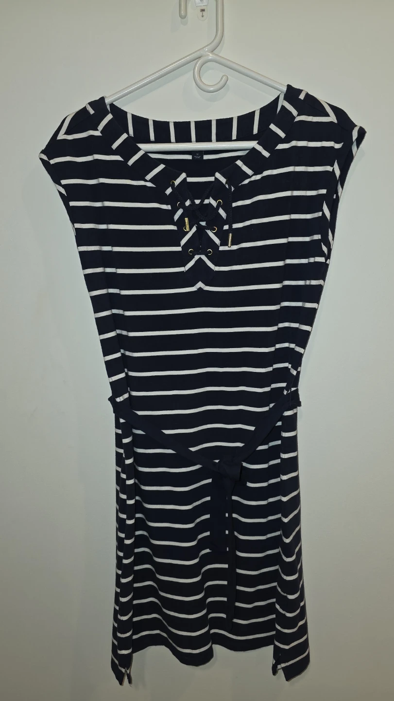 Tommy Hilfiger Striped Lace-Up Dress Size M