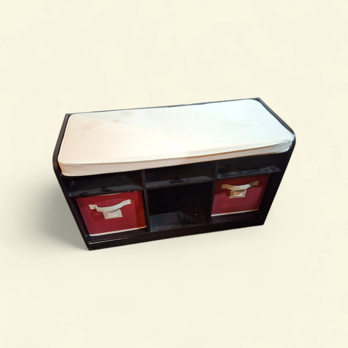Storage Bench with 2 Red Bins
