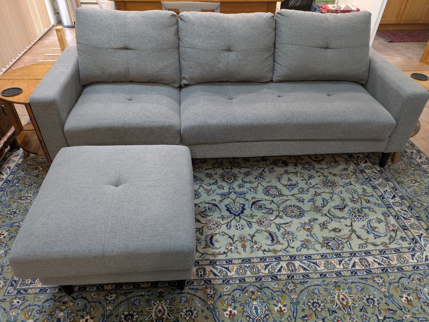 Grey Sectional Sofa with Ottoman (No delivery) - photo 2