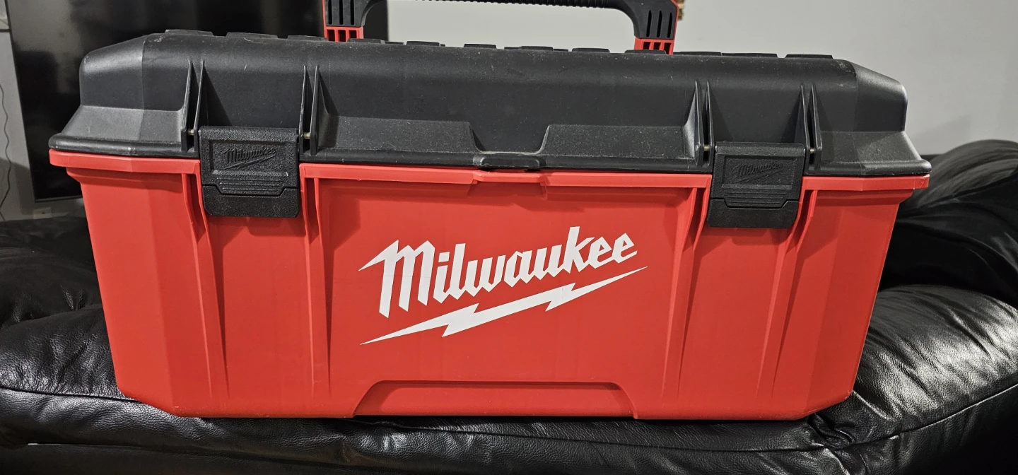 Milwaukee Red and Black Tool Box with Organizer Tray 28 Inches